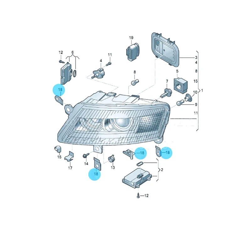 4F0998122 4F0998121 Fits For Audi A6 Avant Left & Right Headlight Bracket Repair Kit