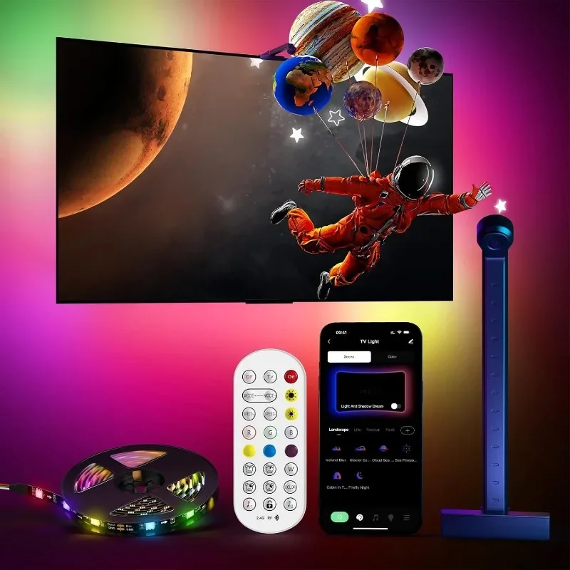 Retroilluminazione a LED per PC/TV Striscia LED RGBIC con sensore di raccolta dei colori Controllo app Sincronizzazione musicale Luce RGB intelligente per l'atmosfera di gioco