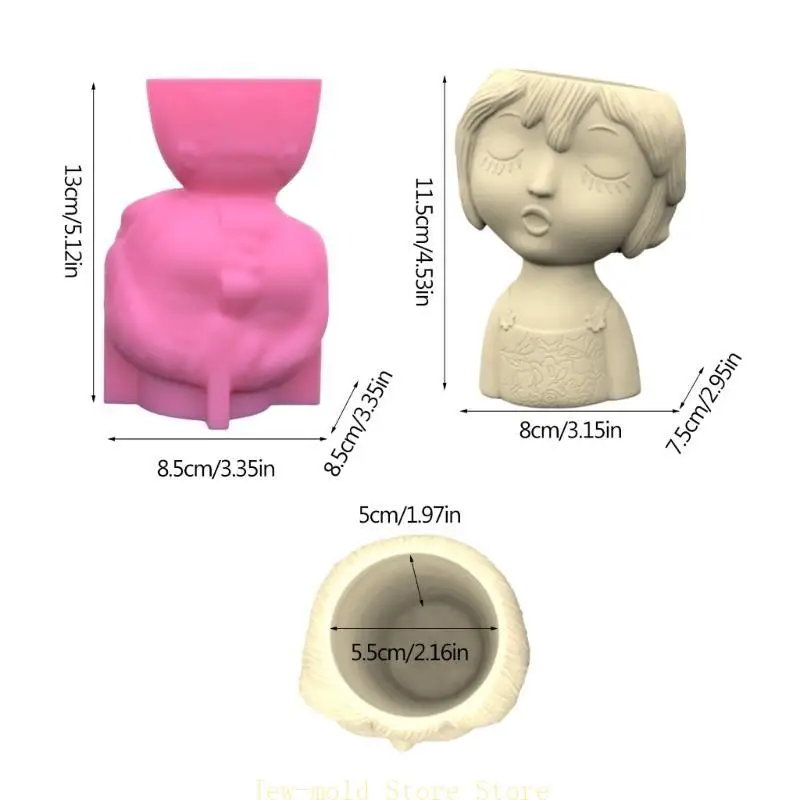 C71B Flower Pot Mold Pen Holder DIY Girl Vase Resin Mold for Concrete Cement Molds