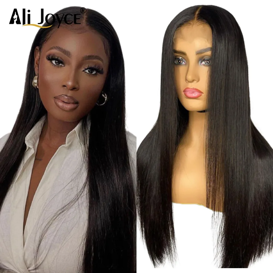 HD Transparent Straight Lace Front Wig Glueless Wigs Human Hair Preplucked 13x4 Straight Human Hair Lace Front Wig Natural Color