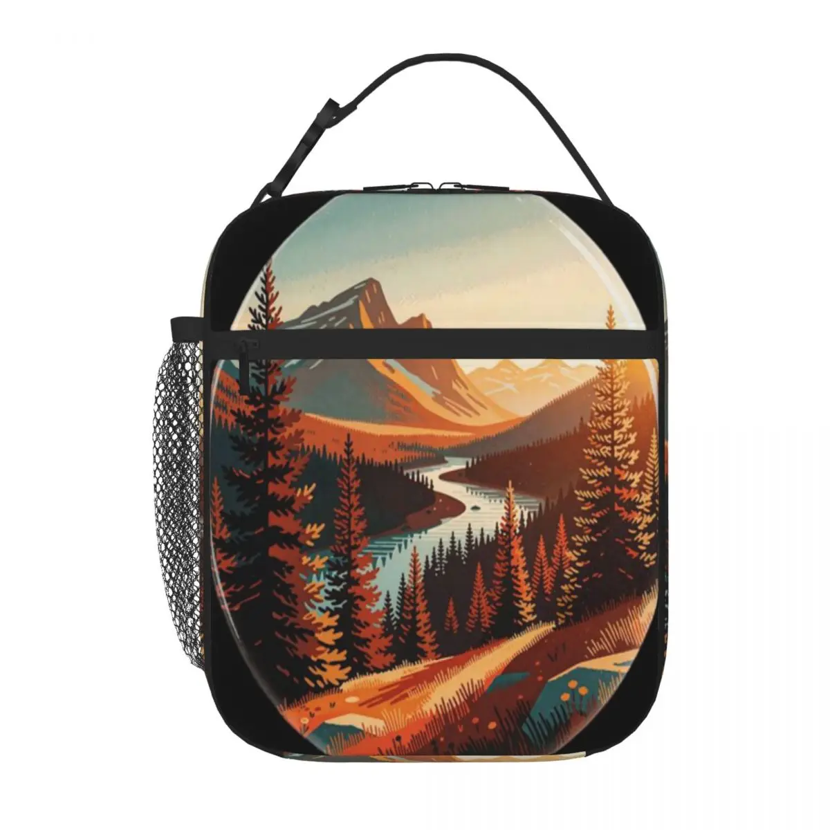 Hot Sale Mountain Dawn Outdoor Rugged Nylon Lunch Bag Grocery Carry Insulated Food Bag