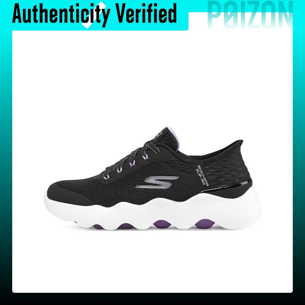 Skechers Go Walk Massage Fit Walking Shoes Women's Low-top Black/White/Purple 124916-BKLV
