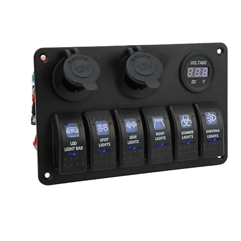 Pre-Wired Design Dual USB Port 4/5/6 Gang Rocker Switch Panel Led Light Car Marine Boat 12v-24v For Fog Lights Headlights
