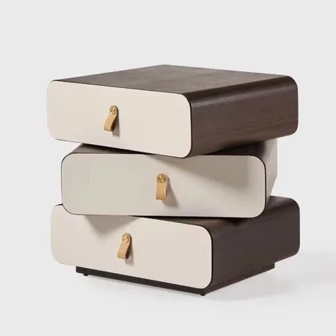 

Jane rotating bedside table Solid wood simple bedside table Modern creative high-end locker Home bedroom