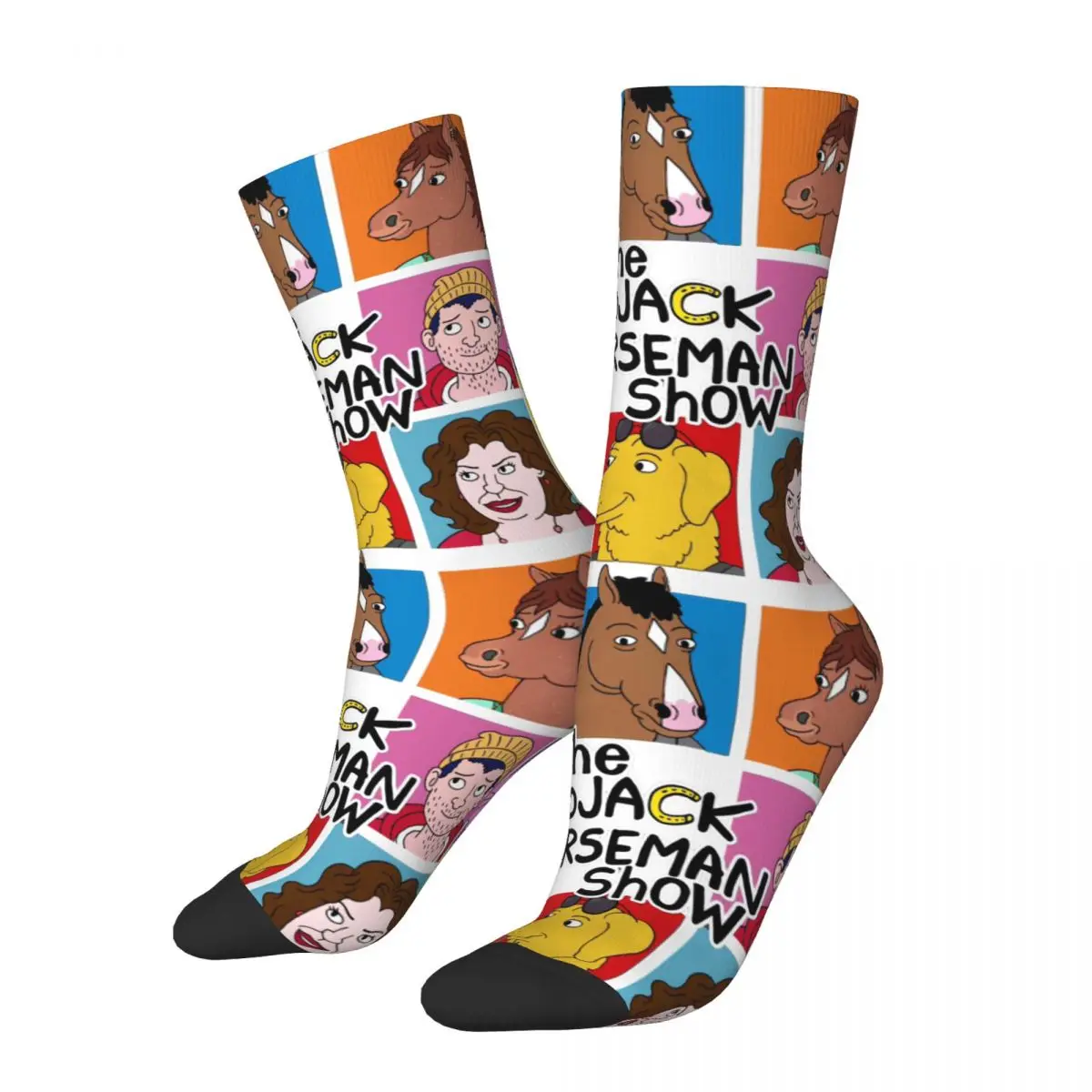 Funny Happy All Member Men\'s Socks Vintage Harajuku B-BoJack Horsemans Street Style Novelty Seamless Crew Crazy Sock Gift