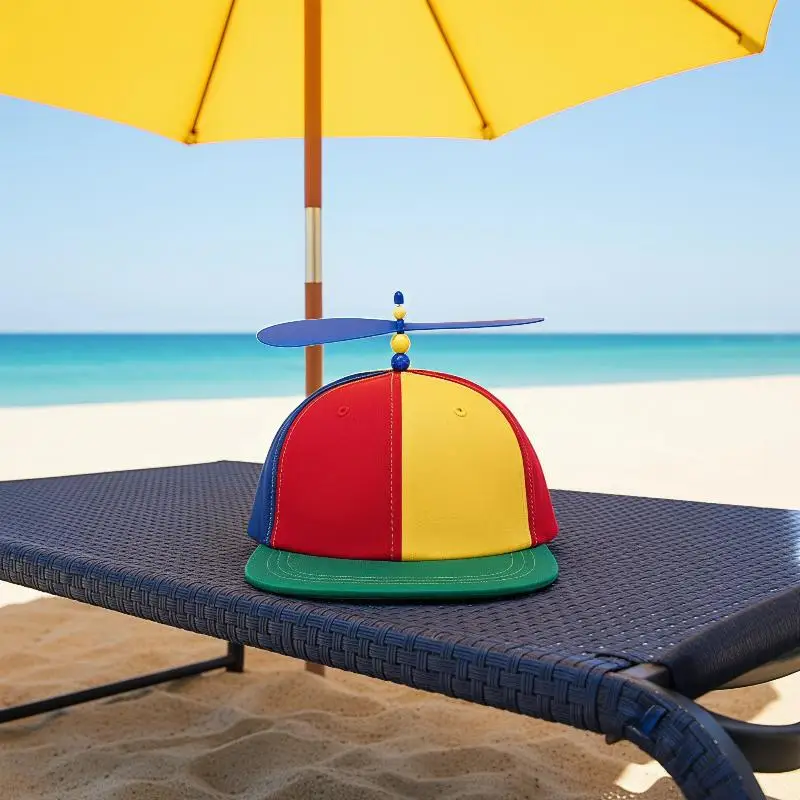 Baseball Cap Fashion Color Block Bamboo Dragonfly Propeller Hat Spring Autumn Breathable Headwear for Unisex Daily Outdoor Use