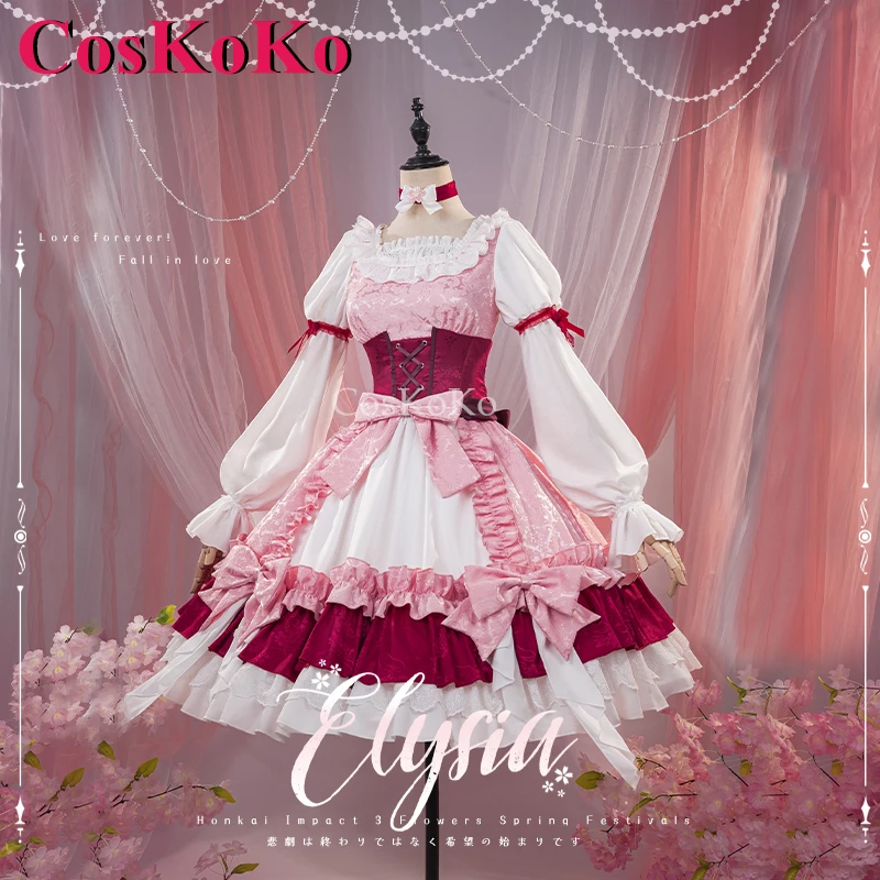 

CosKoKo Elysia Cosplay Game Honkai Impact 3 Costume Flowers Spring Festivals Gorgeous Dress Halloween Party Role Play Clothing