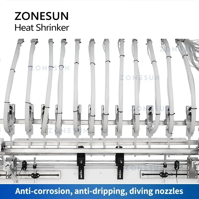 ZONESUN ZS-CRC Riempitrice automatica per liquidi corrosivi 12 teste disinfettante acido disinfettante alcali riempitrice per bottiglie di candeggina