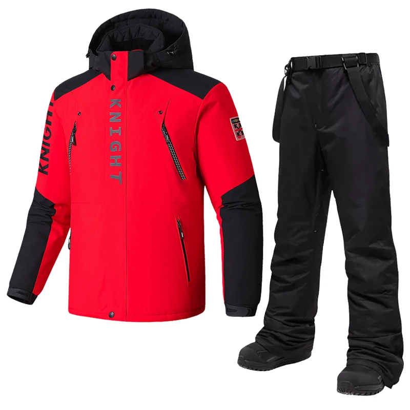 Traje de esquí de talla grande 8XL para hombre, chaquetas de esquí de lana cálidas para invierno, pantalones, abrigo de nieve a prueba de viento, conjunto de ropa de Snowboard para exteriores, monos para marido