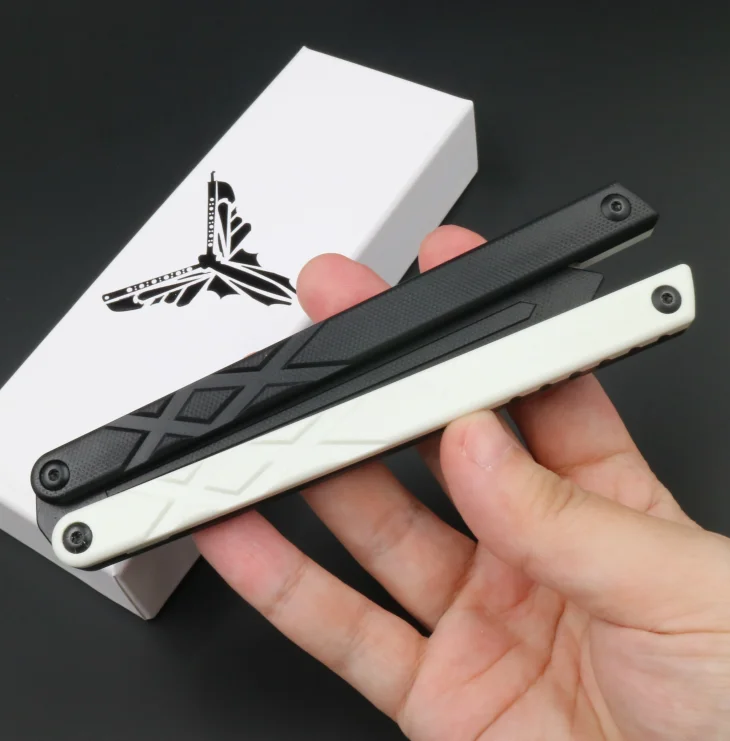 Swordfish Balisongトレーナーフリッパー,安全な屋外バタフライナイフ