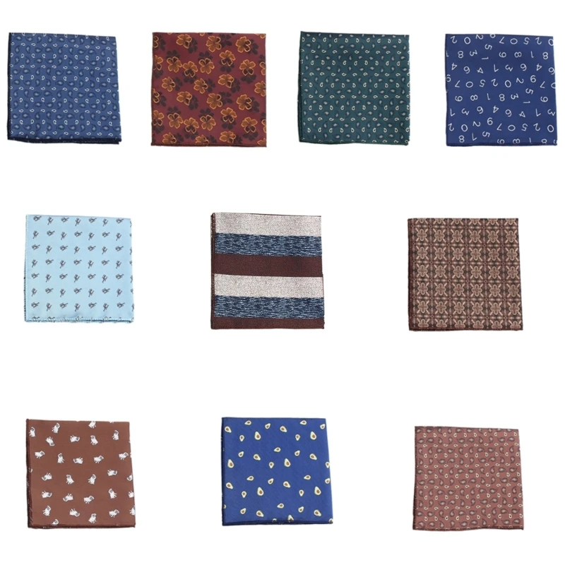 10in Pocket Handkerchief Print Kerchief for Men Pocket Square High Absorbent Bandanas Handkerchief for Business Meeting