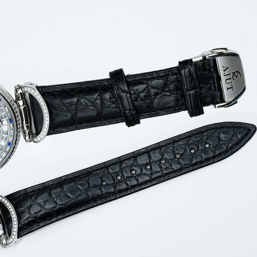 AJUT-relojes automáticos con movimiento Tourbillon para hombre, relojes mecánicos voladores de circonita completa de lujo para mujer, 0397