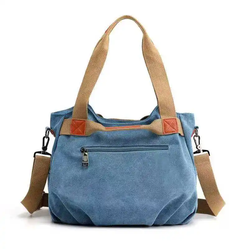 

2026 Fashionable and simple canvas women's bag - large capacity with multiple compartments single shoulder crossbody bag
