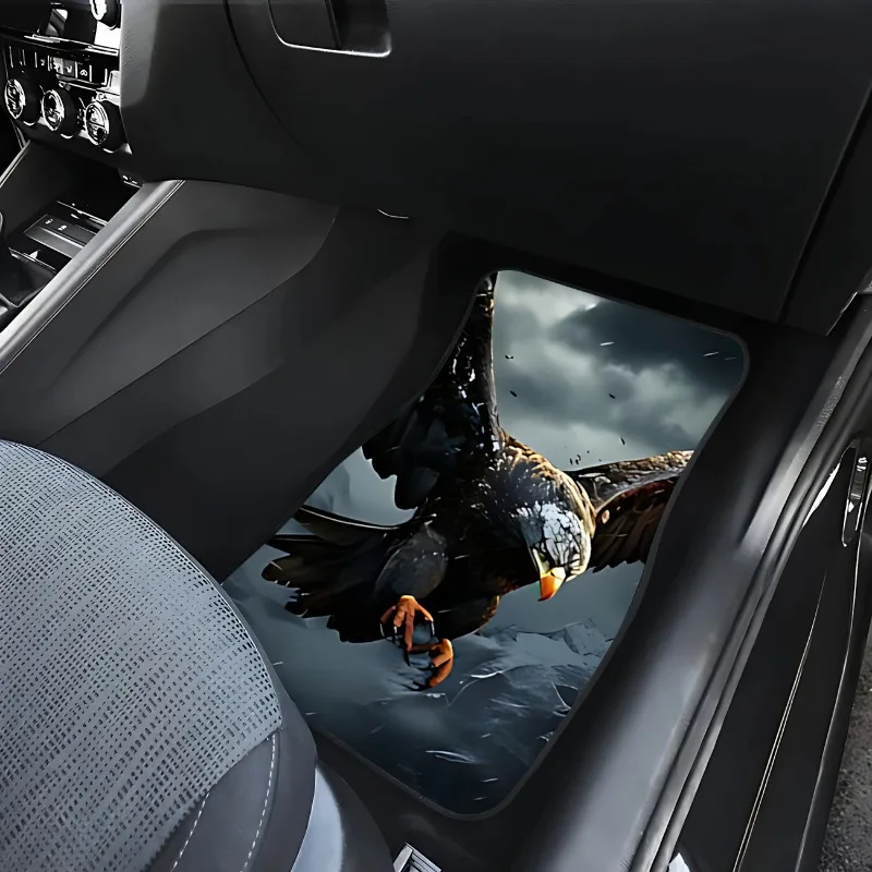 2D Flat Realistic Eagle Car Floor Mats, Universal Fit For Most Vehicles, Wild Themed Car Interior Decoration Additions That Upgr