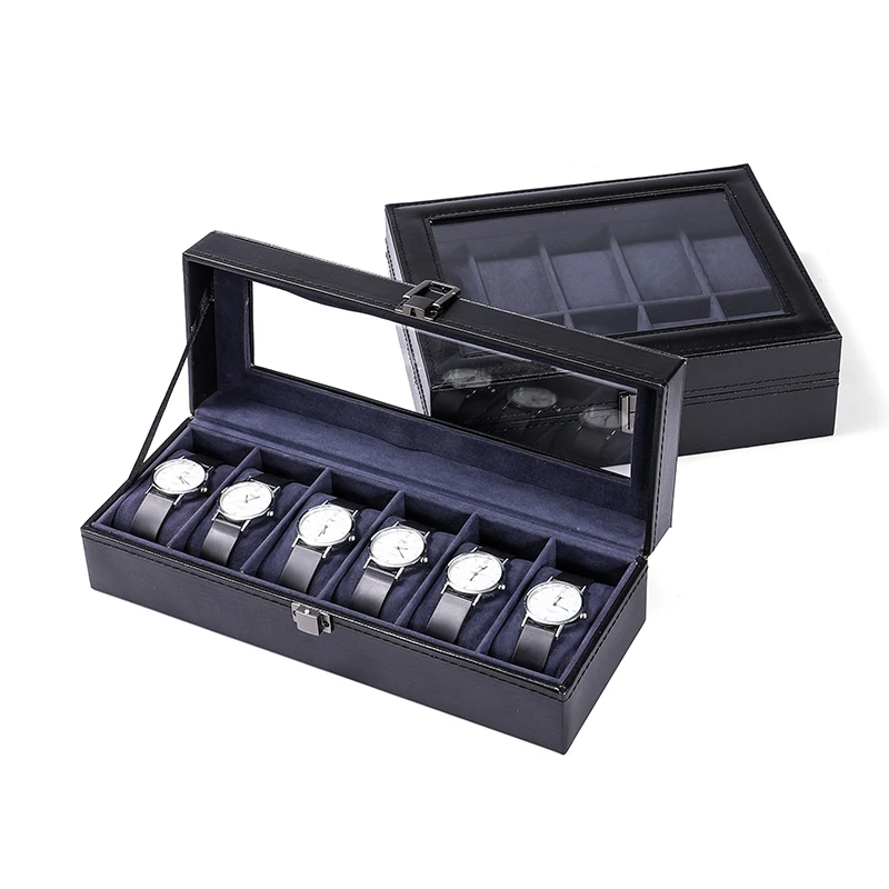 2023 New PU Leather Watch Cases Storage Boxes 6/10/12/20 Girds Watch Boxes  Watch Holder Box Organizer Watch Display Box