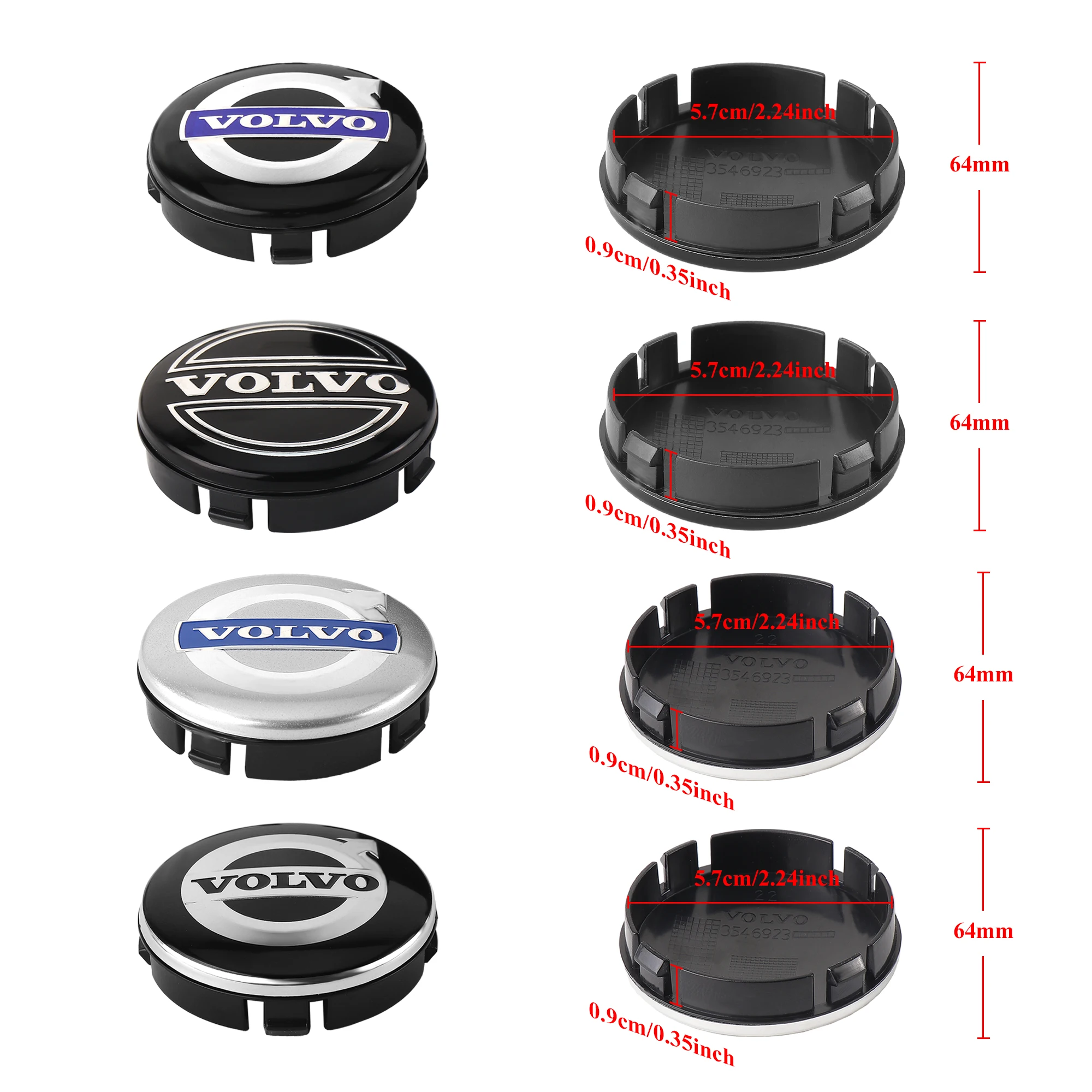 4Pcs 64mm Car Wheel Center Hub Cap Caps Emblem Logo For Volvo Rdesign S40 S80L S60 S90 XC40 XC60 XC90 V40 V60 V90 Accessories