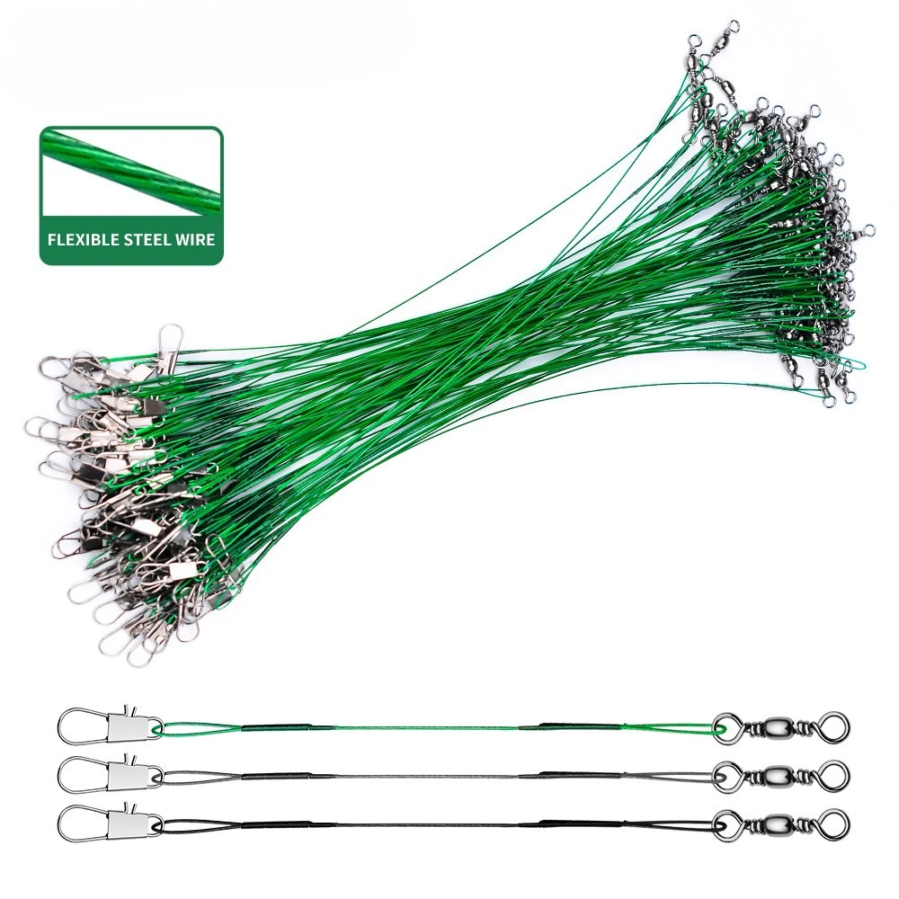 

5PCS Fishing Wire Leader with Swivel and Pins Saltwater Lure Fishing Accessories Steel Bite Proof Line