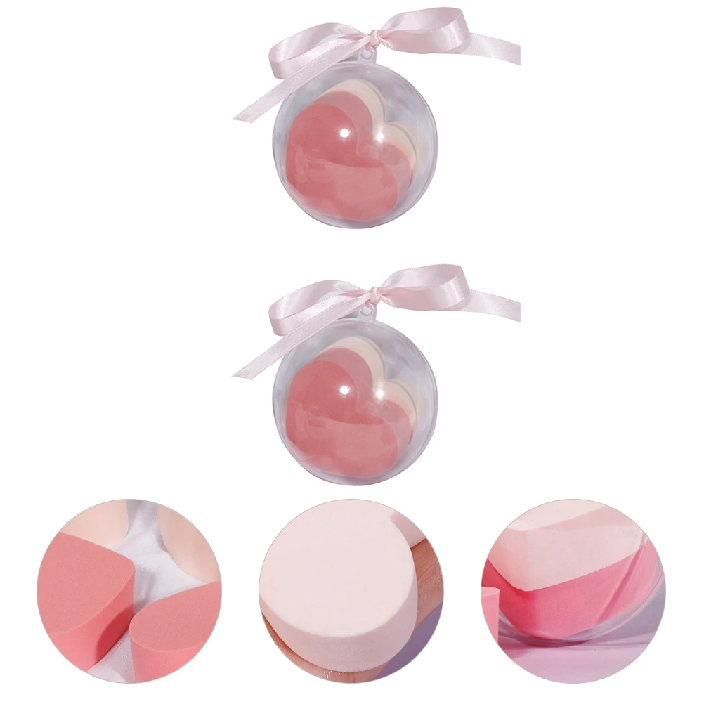 

4pcs Heart-Shaped Powder Puff Makeup Sponge Reusable Facial Removal Pad Soft Hydrophilic Beauty Tool Travel Pink Beige