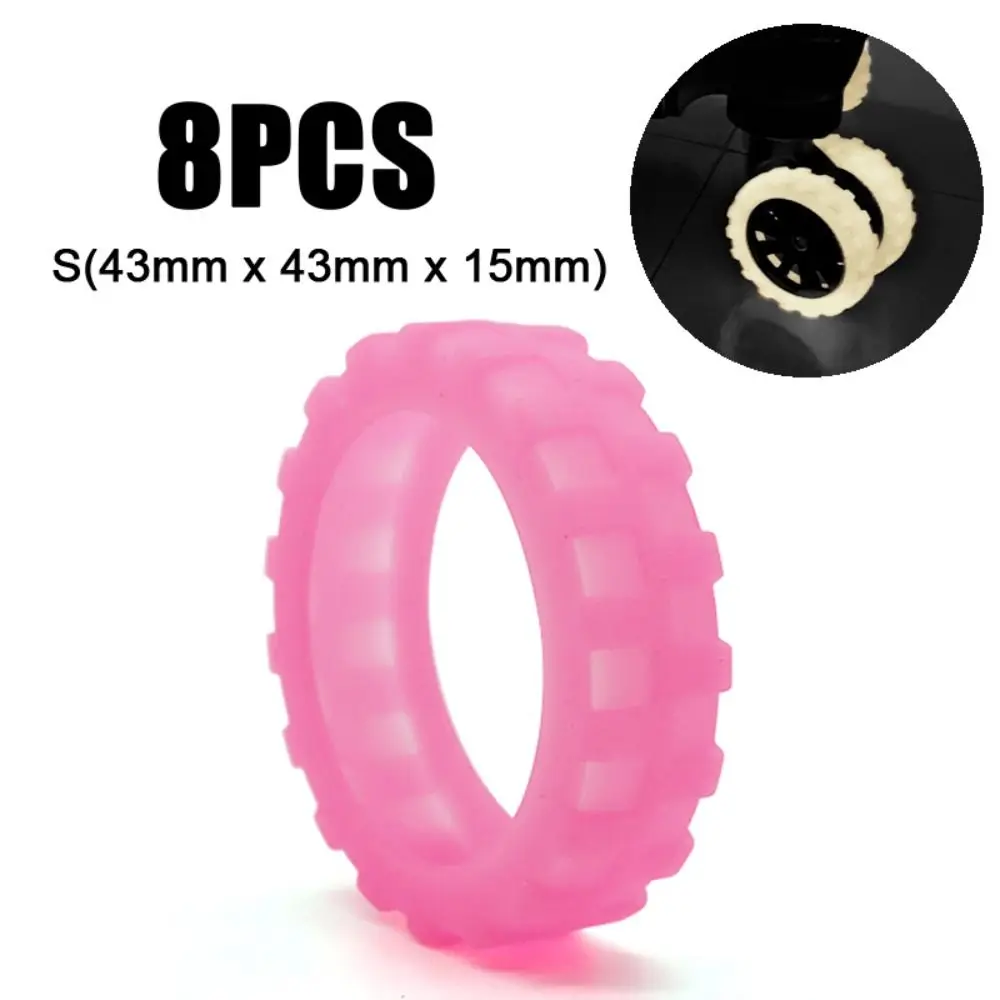 

8PCS Silicone Luminous Luggage Caster Shoes Fluorescent Silent Sound Suitcase Wheels Protective Cover Anti-abrasion Reduce Noise