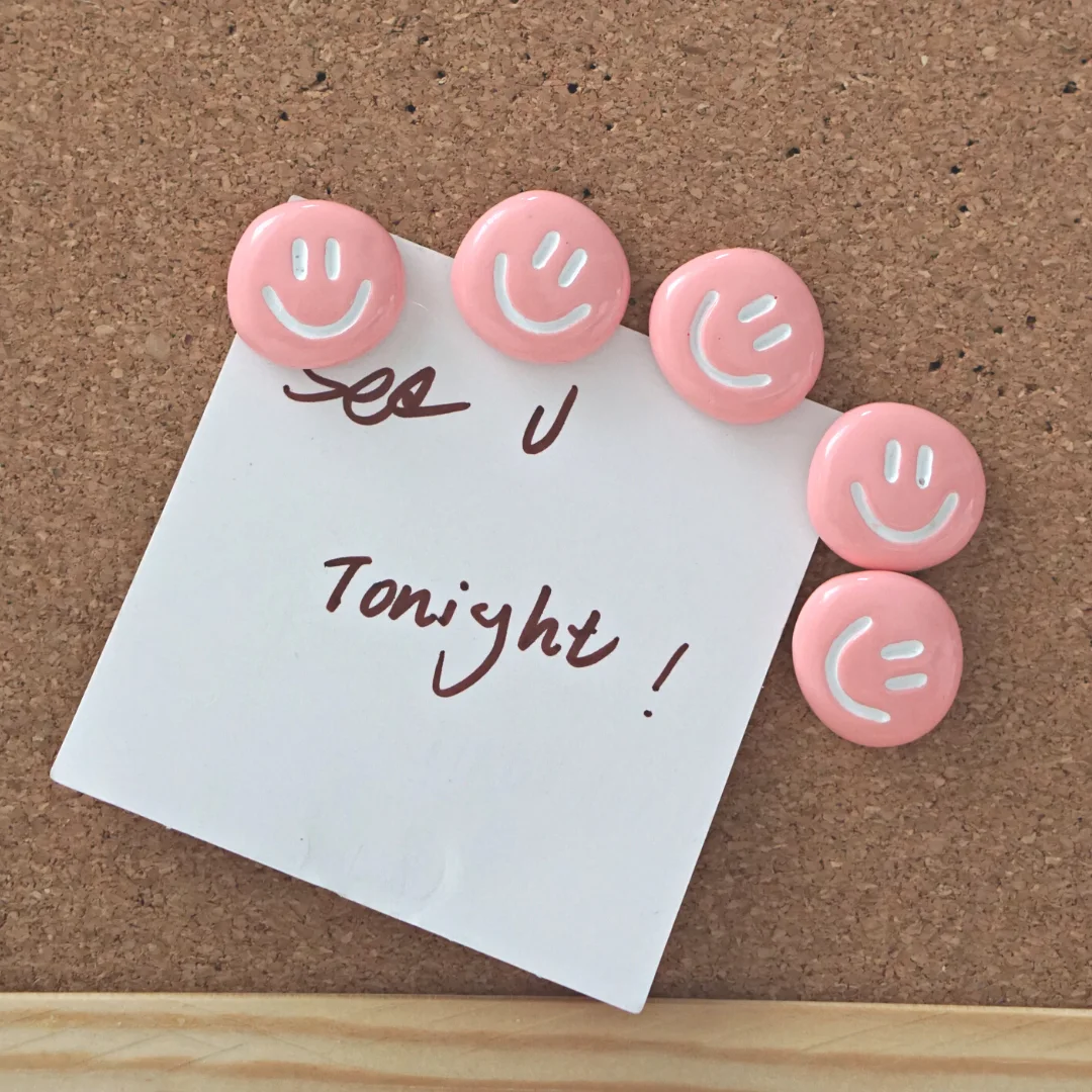 5 Pcs, Smile Face Pins Set, Cute Pegs, Photo Message Paper Pegs, Creative Colorful Thumbtack, Home Office Cork Board Decorations