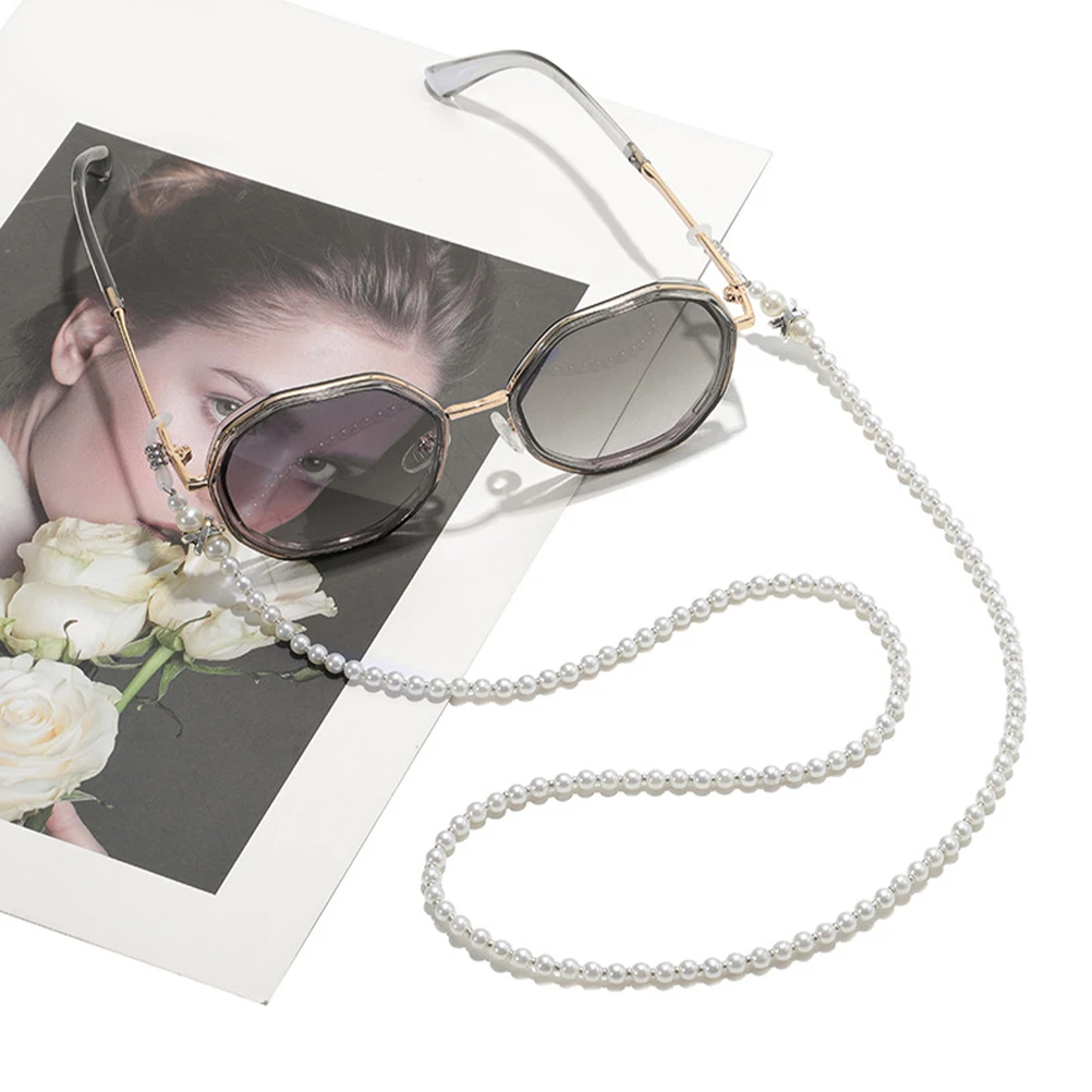 

2pcs Pearl Glasses Chain Eyewear Strap Sunglasses Retainer Imitation Pearls Hanging Rope Stylish Design AntiLoss Accessories