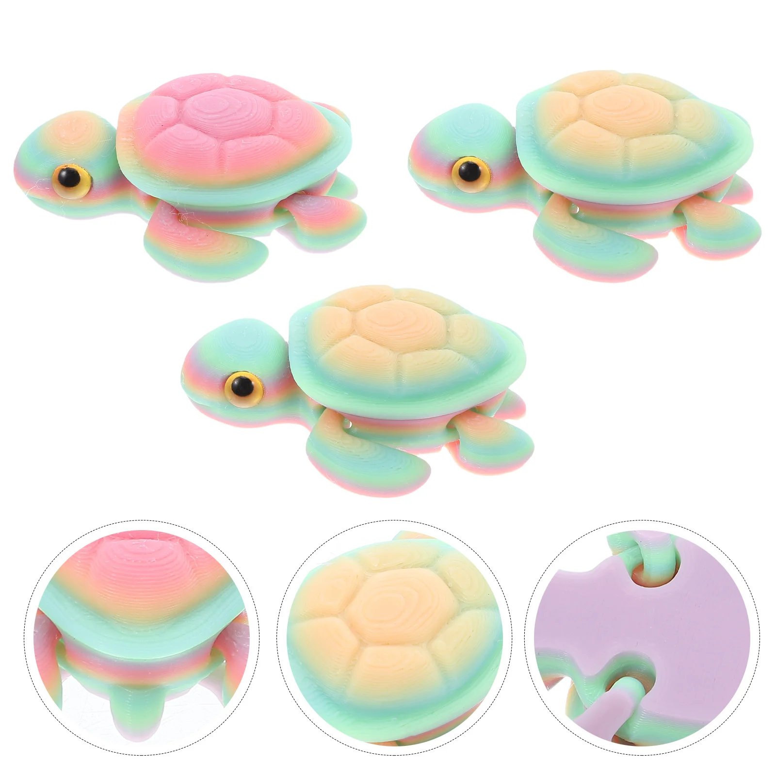 

3Pcs Glow in The Dark Turtle Ornaments 3D Printed Movable Joints Aquarium Decoration Miniature Ocean Landscape Figurines