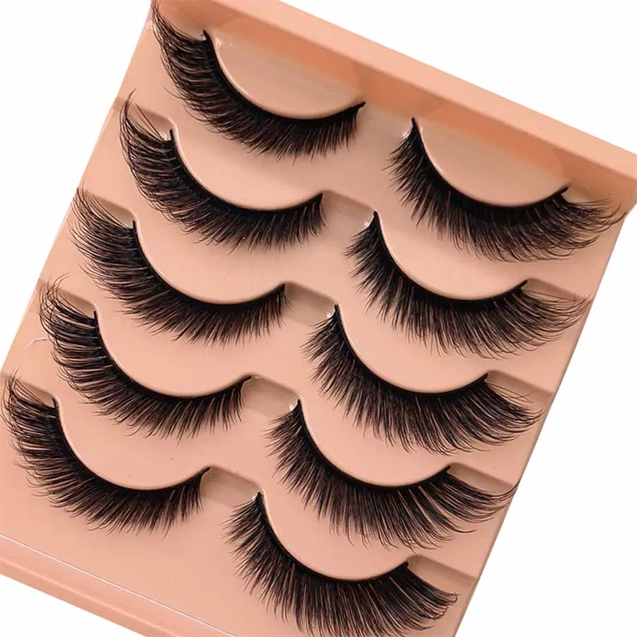 5 pairs with a natural appearance extension of 0.63 inches for cat eyelashes and 8D strip fluffy fox false eyelashes