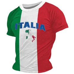 Italy National Flag Print T Shirt For Men Outdoor Football Jersey Tracksuits Casual O-neck Loose Short Sleeve Top Summer Clothes