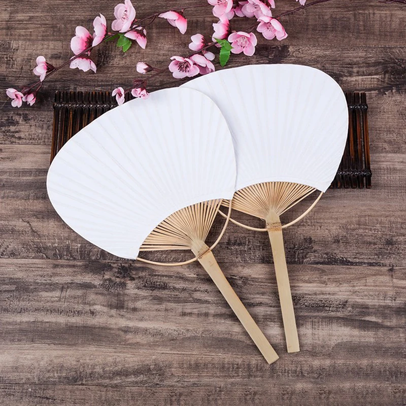 Y Painting Blank Pure White Paper Fan Pure White Bamboo Fan Calligraphy Round Fan Creative Art DIY Product For Wedding Decor