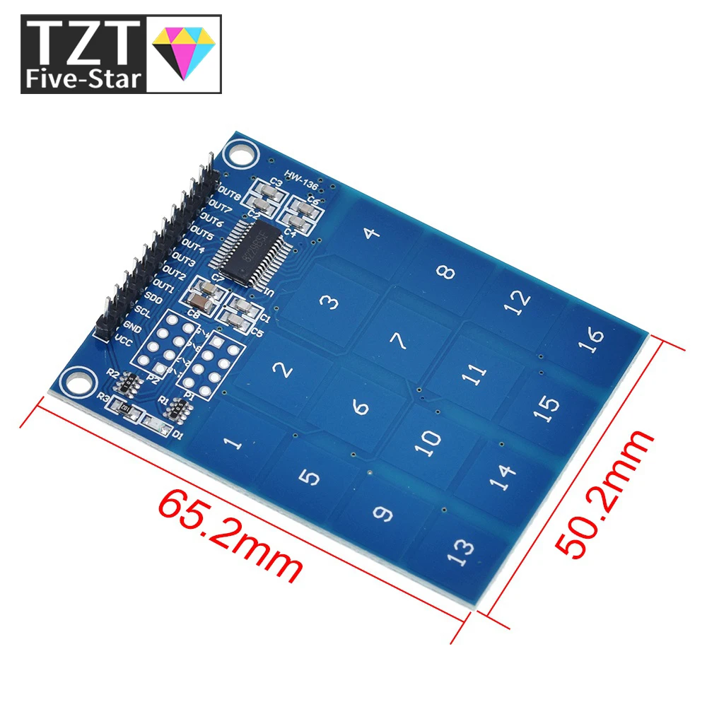 TZT 1/3PCS TTP229 16-Kanal Digitaler Kapazitiver Schalter Berührungssensor-Modul für Arduino – Detail 5