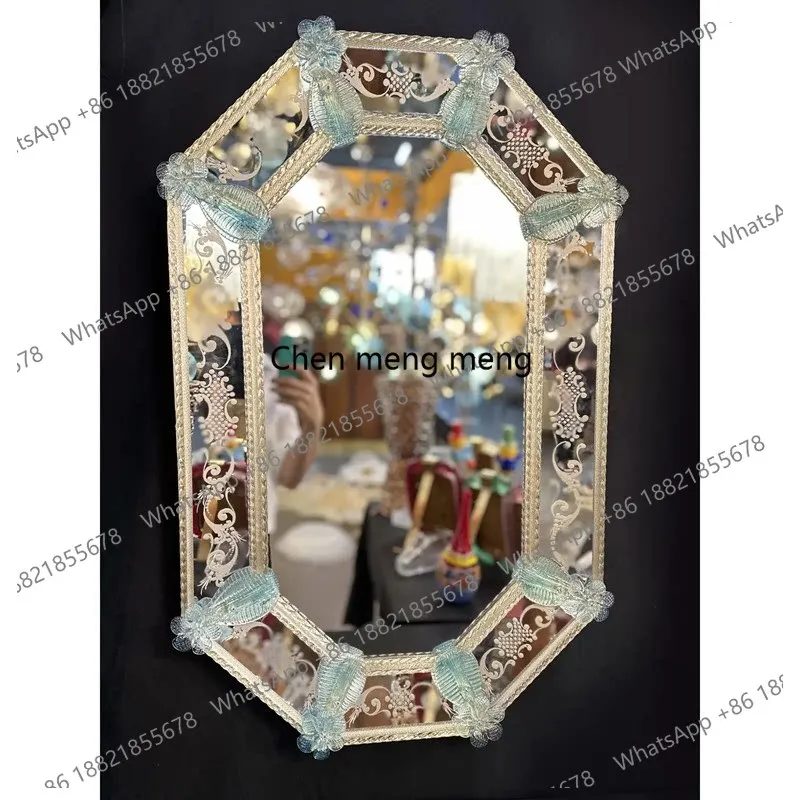 Retro European light luxury oval modern makeup mirror silk, border wall-mounted decorative mirror