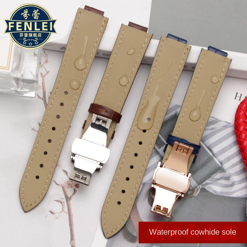 Bracelet de montre en cuir véritable pour Cartier, bracelet de montre, série ballon bleu, bracelet de port, accessoires masculins, 14.8mm, 16.8mm, 18.11mm, 20.12mm