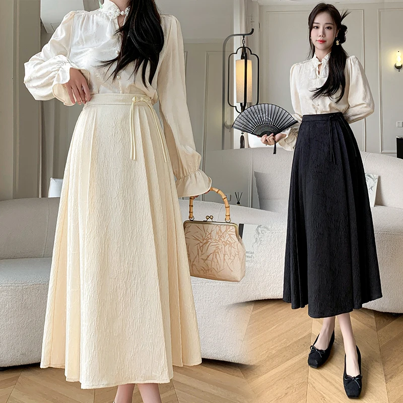 

Spring/Summer New Half Skirt Original Designer's Improved Horse Face Skirt Retro A-line Skirt