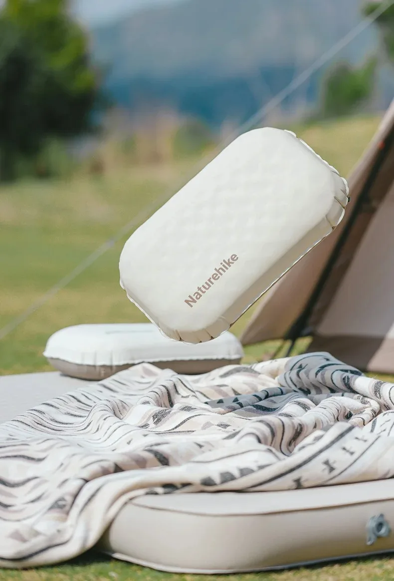 Naturehike 2-in-1 Camping aufblasbares Kissen, tragbar, wasserdicht, verstellbar, Lendenwirbelsäule, Nackenkissen, bequemes Outdoor-Reisekissen – Detail 4