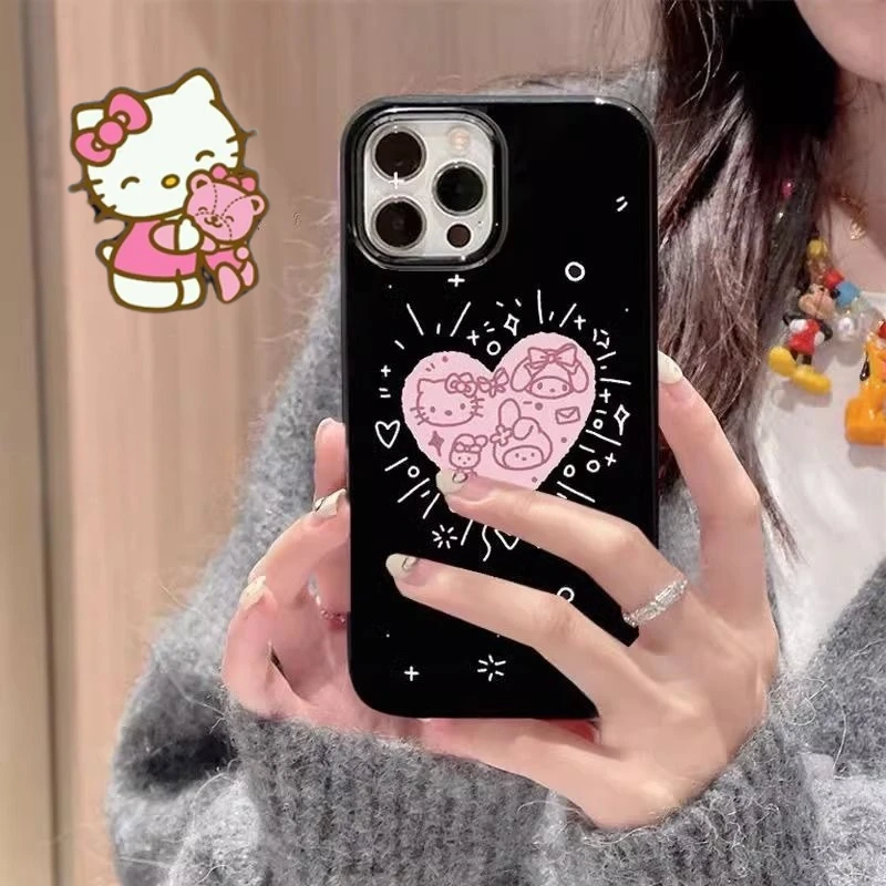 

Sanrio Hello Kitty Phone Case for IPhone 16 15 14 Pro Max Case Girl Cartoon Anti Fall Cover Shock-Resistant Soft Shockproof Case