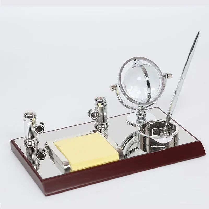 Office boss desktop, countertop, desk mirror, practical desk with crystal ball sticky note paper