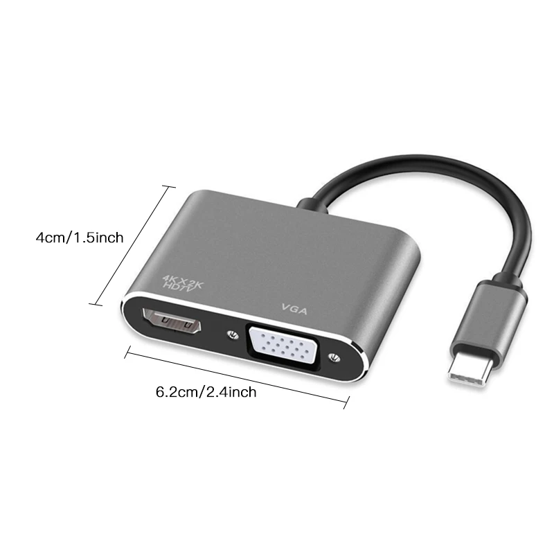 4k USB C do HDMI kompatybilny VGA typu C USB 3.0 PD Adapter do szybkiego ładowania rozdzielacza piasty do notebooka MacBook Laptop