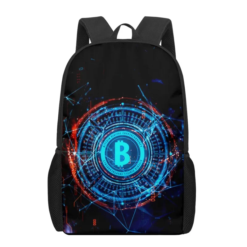 Bitcoin Currency Money Print Teenager Fashion Casual Backpacks Student Schoolbag Boys Girls Children Bookbags Travel Rucksacks