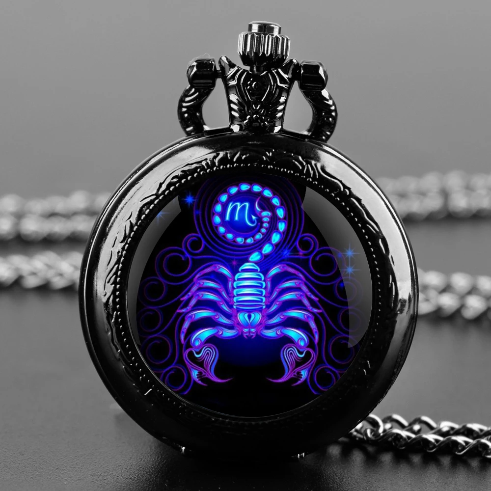 [Scorpio Guardian] Scorpio glass patch pocket watch - constellation-inspired design, precise quartz movement