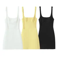 Nuevo vestido a cuadros para mujer, elegante vestido de fiesta a cuadros amarillo con tirantes y lazo, vestidos cortos informales sexis ajustados para verano