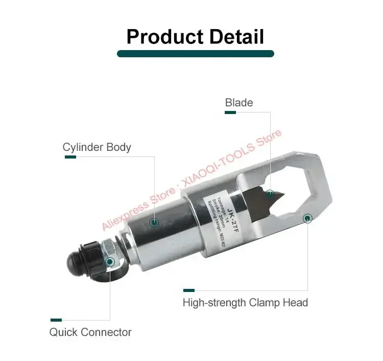 Cortador de tuercas de tornillo hidráulico dividido Jk-27F, disyuntores de tuercas hidráulicos, rango de pernos M10-M27, distancia de tuercas 17-41mm, carrera 24mm