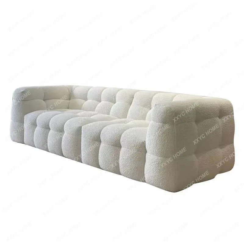 Small Apartment Living Room Multi-Person Sofa Nordic Light Luxury Hotel Homestay Lambswool Fabric Sofa