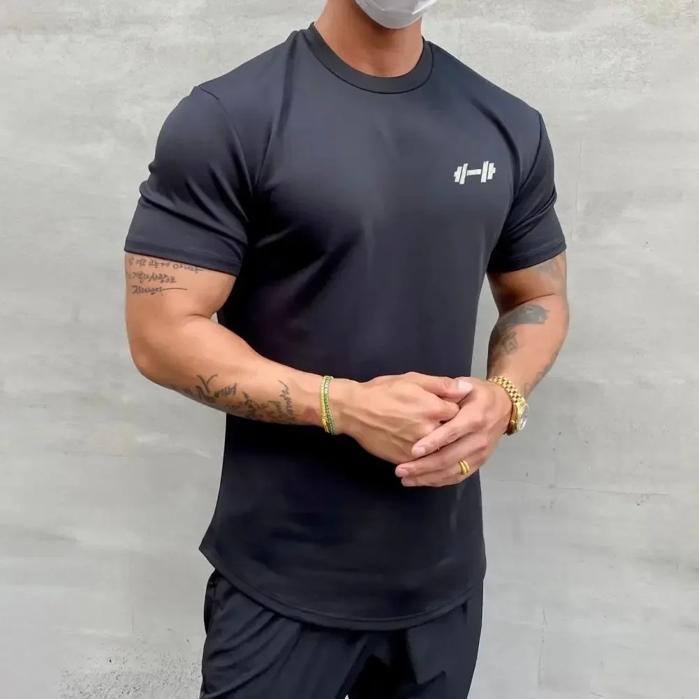 2024 Men's T-shirt Male Sports Gym Fitness T Shirt Muscle Men Tee Shirt Summer Oversized 100% Cotton Women Tops Men's Clothing