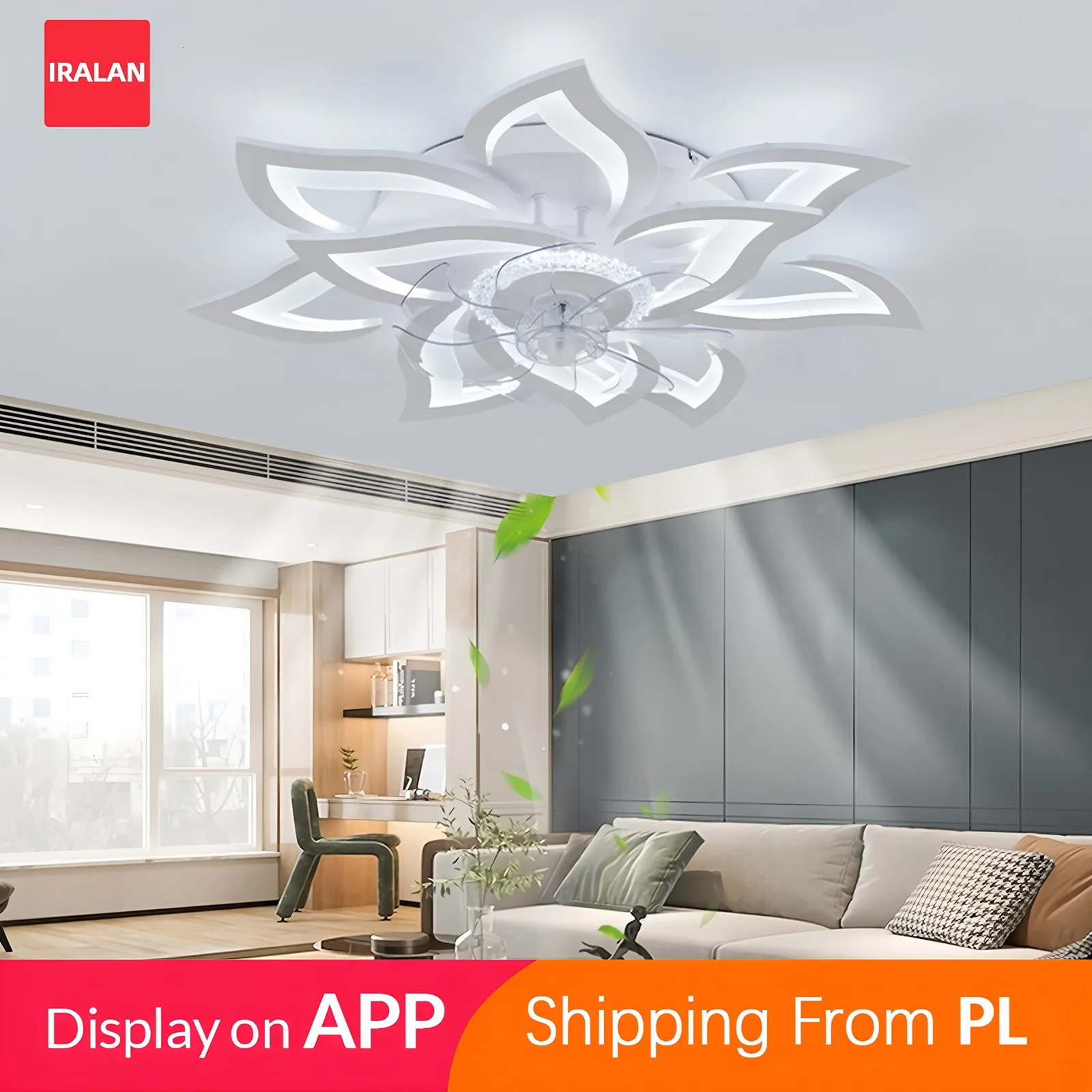 Ventilateurs de plafond modernes avec télécommande lumière décorative blanc/noir Lotus ventilateur lumière 2-en-1 ventilateur électrique Led lumière de salon