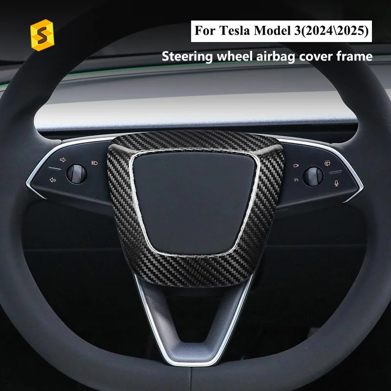 

Рамка подушки безопасности на руле, наклейка из настоящего углеродного волокна Hdar для Tesla Model 3 2024 2025, устойчивая к царапинам, прочная, новая