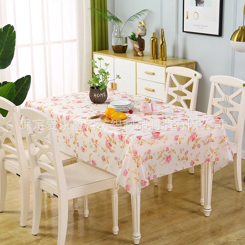 

Square Cotton Vinyl Elastic Reusable Disposable Tablecloth Table Polyester Waterproof Oilcloth Fitted Dining Round Rectangular