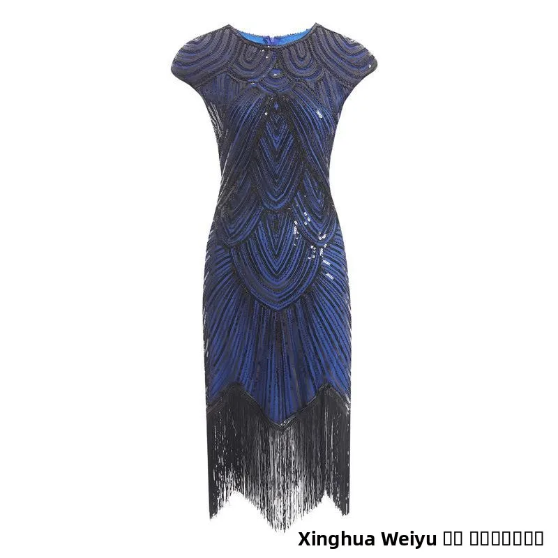 New Arrival Quali Tassel Weave Sequin Dr 920S Retro Film Gown Bright  Women's Traditional Costume Stage Costume