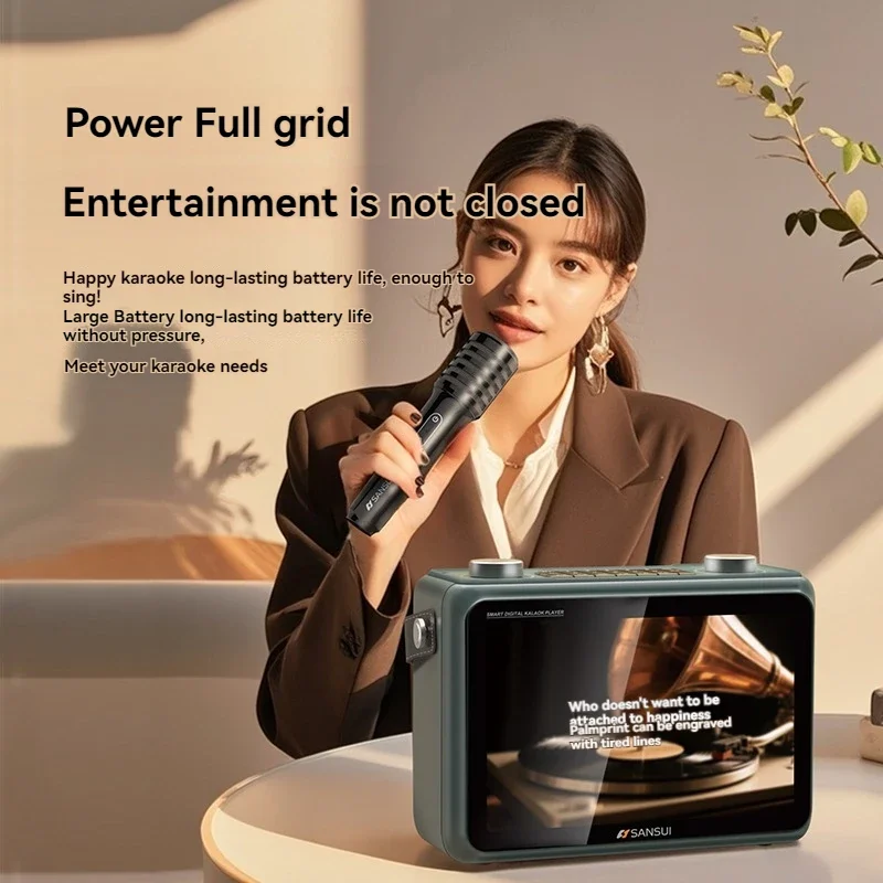 10.1인치 디스플레이 화면 블루투스 스피커 비디오 플레이어 60W SANSUI K115 휴대용 스피커 네트워크 TV 모바일 동일 화면 FM/TF/AUX