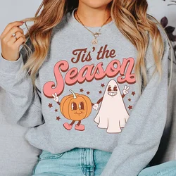 Tis The Season Halloween Sweatshirt, Suéter, Jumper, Abóbora, Fantasma, Presente