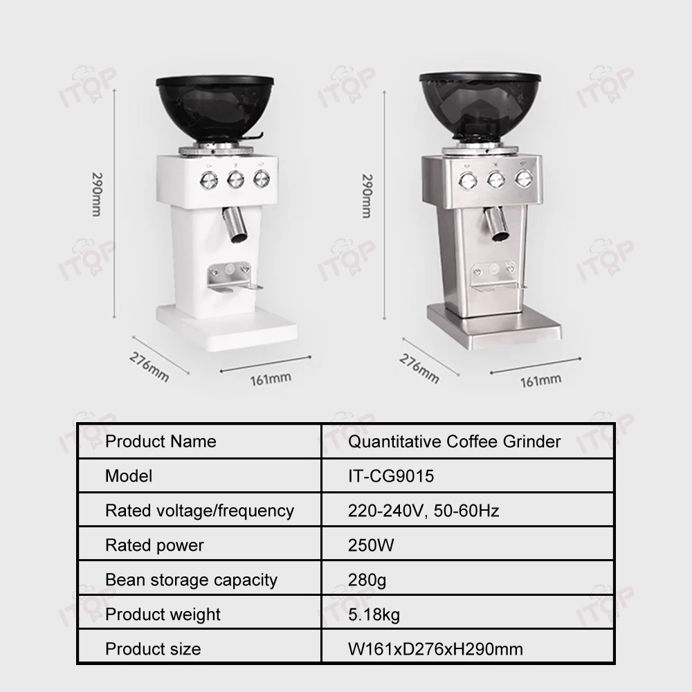 ステンレス鋼のコーヒーグラインダー,フラットバー,度の痛みの調節用,280g,粉末製品IT-9015A, 60mm